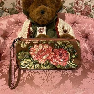 ISABELLA FIORE vintage floral  cosmetic bag/ wristlet.